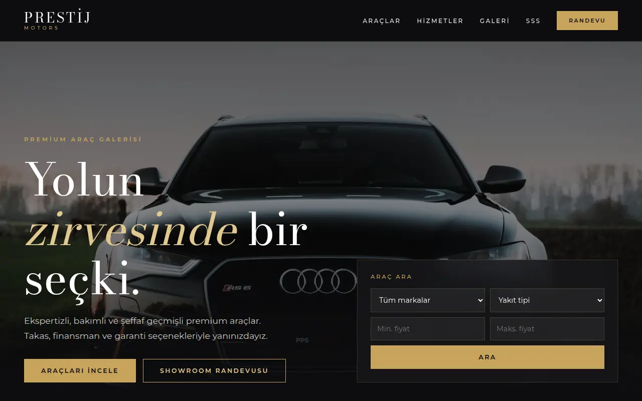 Premium Oto Galeri Web Sitesi — Prestij Motors